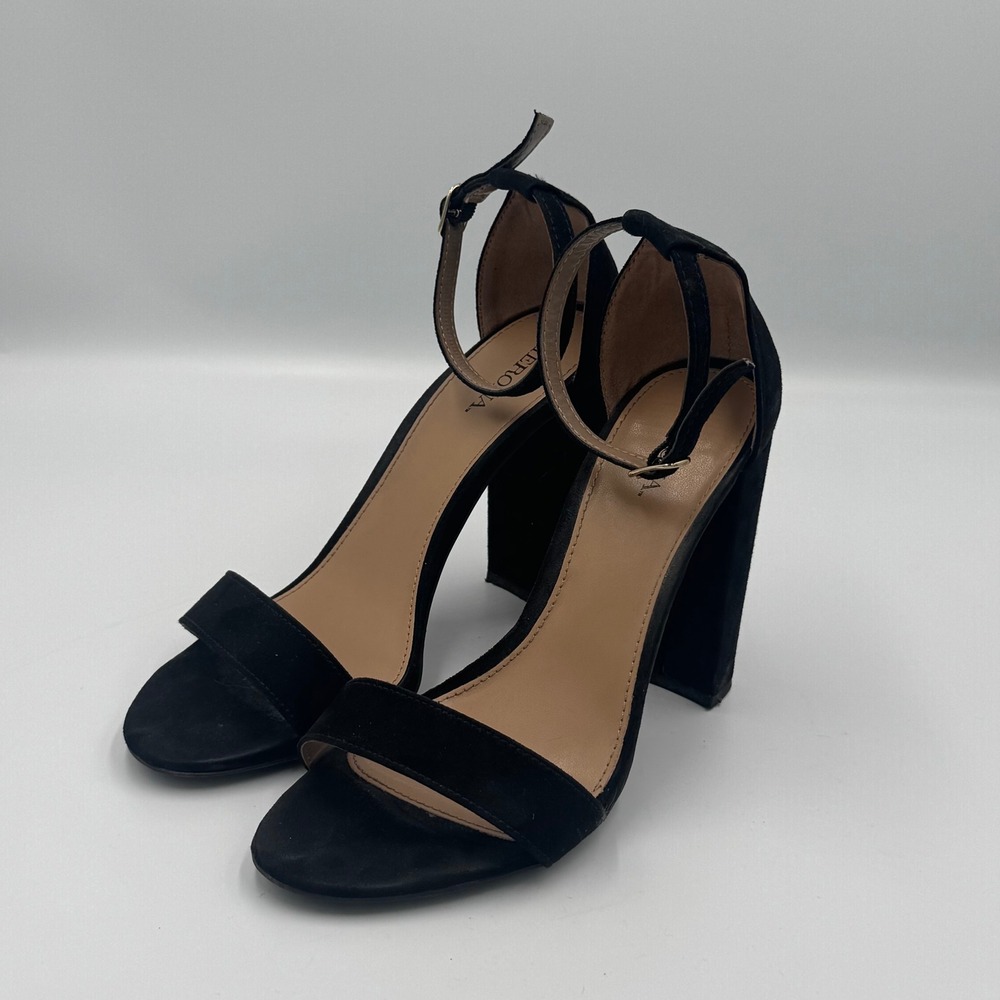 Merona Black Ankle Strap Block Heels Size 7 NO BOX